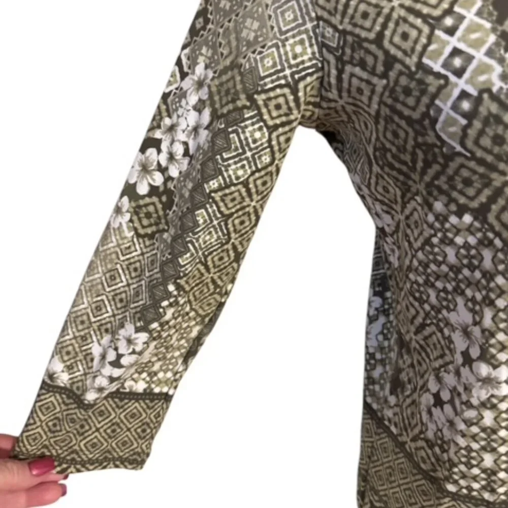 ❤️NWT RUBY RD. SAGE GREEN PRINT TOP w/GROMMET DETAIL SMALL/PETITE - Picture 3 of 9